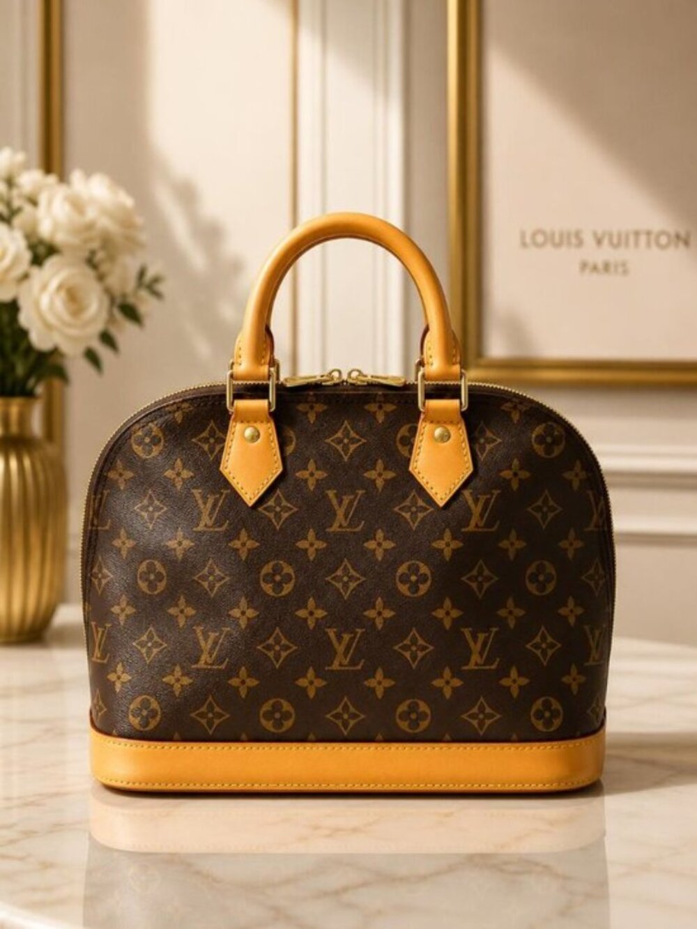 Authentic Louis Vuitton Alma Monogram Satchel Handbag